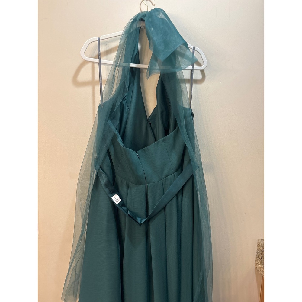 White by Vera Wang Teal Green Halter Chiffon Gown Dress Plus Size 20 Bridesmaid - Picture 4 of 11